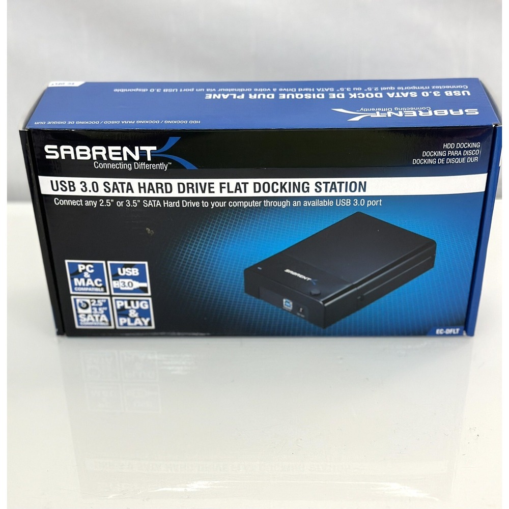 Sabrent EC-DFLT USB 3.0 SATA Hard Drive Flat Docking Station 2.5 3.5 HDD SSD